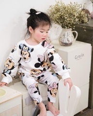 BN155-(8-26kg)- Bộ nỉ thu đông bé gái Mickey Hồng VNXK