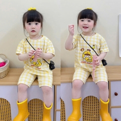 BT864-ComBo 3 bộ cộc tay cotton mát vàng trắng cho bé 9-27kg