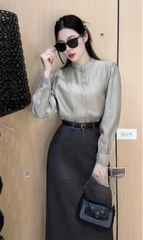 A150-Áo sơ mi lụa tuyết xám maisushishop