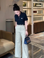 A497-Áo thun polo cộc tay 2 màu trắng và than