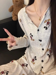 Set572- Set tăm mickey màu be in dài tay dáng đẹp