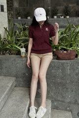 A547- Áo len thừng chữ B màu đỏ rượu full tem cao cấp