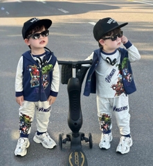 Bt741- Bộ 3 cho tiết chất zip kèm áo gile ngoài