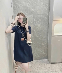 🌿Dam175- Váy Polo Suông 2 Màu Basic thêu tag