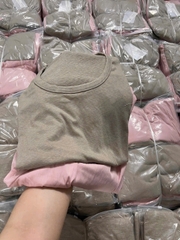 set630- Set áo thun nâu kèm quần bom màu hồng