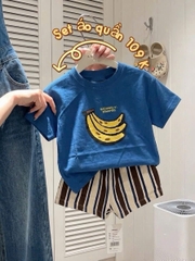 BT1030- Bộ cotton Xanh-Vàng in chuối