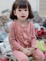 CB023- combo 3 áo tăm viền bèo màu trơn trẻ em VNXK