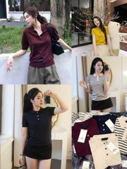 A532-Áo len dệt kim cộc tay có cổ nhiều màu Hot Hit mẫu mới 2026 hàng nhà máy đủ tem