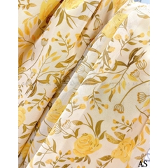 ⚡️BÁN SỈ⚡️Đầm đuôi cá nhún eo tay bồng hoạ tiết hoa vàng