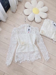 A152- 🌺 ÁO REN LÁ LÓT LƯỚI CHÂN REN 3 LỚP ☘️