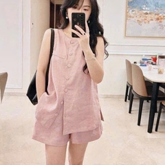 set620- Set lien xanh-hồng sát nách cúc trước dáng cộc