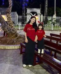 A174-Áo đỏ đỏ   TẾT ƠI full size gia đình chất cotton đep