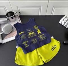 BT921-combo 2 bộ gái cotton dáng cộc in HI BEST vàng-trắng