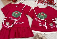 BT805-Bộ TẾT đỏ cộc tay co bé trai và gái TẶNG KÈM TÚI GOM LÚA