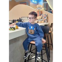 BT727-Bộ nỉ bông CỨU HÔ thêu cao cấp màu xanh đậm