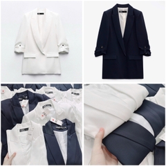 A134-Áo vest tay lật 3 lớp 2 màu xanh trắng