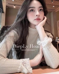 A372- Áo len lông thỏ bèo viền ren 3 màu Quảng Châu