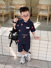 ❤️BT968- Bộ polo nhện than mặt đỏ màu than Minibebe