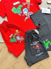 ✌🏻CB332- Combo 2 bộ cotton đỏ xám in siêu nhân dáng cộc