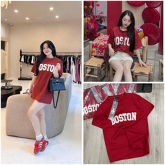 A177-Áo thun QUẢNG CHÂU màu đỏ BOSTON chữ thêu form suông rộng