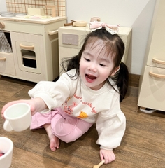 BN060-Bộ nỉ quần loe hồng SOME CUTE trẻ em VNXK