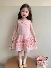 Damgai08- đầm 3 màu dáng xoè chất lien bèo chân bé gái