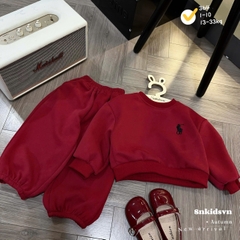 [Max 39kg] Bt742- Bộ nỉ hai da mau đỏ thêu ngựa dáng dài