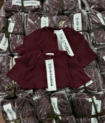 A178-Áo thun díp đỏ kín cổ màu đỏ đô