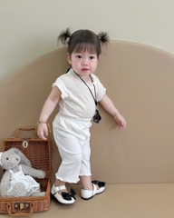 CB253-Set 2 áo thông hơi+1 quần bé gái màu nhạt