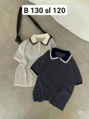 A352- Áo len kẻ mongtoghi mỏng cổ ren phối ren