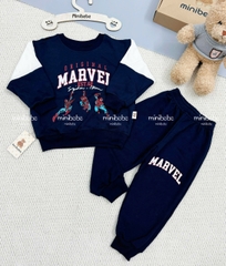 bt778- Bộ nỉ bông màu than phối Marvel in nhện