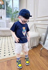 BT175- Bộ cotton mix quần cua RABBIT xanh trắng thêiu