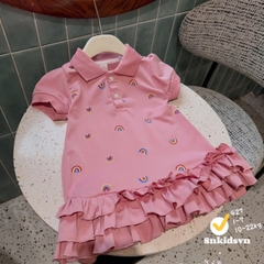 Bt830- Đầm polo xoè đuôi cầu vồng bé gái 2 màu