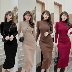 A550- Đầm len quảng châu 5 màu dài chuẩn 110cm chất đẹp