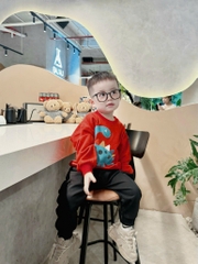 Bn133- (9-26kg) Bộ nỉ dài tay bé trai khủng long đỏ vây lưng VNXK