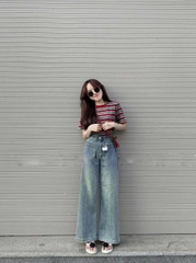 Q06-Quần Jean suông màu nhạt đáp túi trước