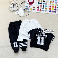 Bt660- Bộ đen trắng 3 chi tiết Legend trẻ em chất cotton
