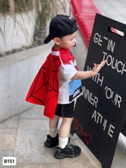 BT558- Bộ siêu nhân kèm choàng bé trai xanh đỏ( choàng tháo rời)