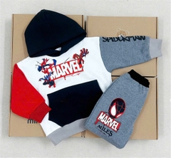 BN184 (9-26kg) Bộ nỉ thu đông dài tay bé trai Mavel phối màu có mũ VNXK