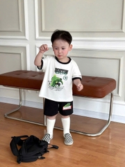 BT843-Combo 2 bộ thun cotton cộc tay bé trai Siêu nhân đen trắng 9-26kg