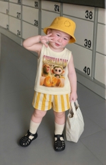 Bt571- Bộ CHIMBA màu vàng quần kẻ chất cotton