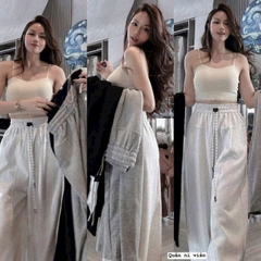 Quan087-Quần baggy nỉ suông ống rộng cạp chun 3 màu