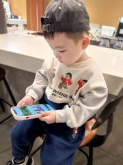 BN181 (9-26kg) Bộ thu đông dài tay bé trai TENNI phối xanh xám VNXK