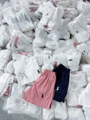 Set929- Set áo cộc trơn cổ tròn mix quần short gió thêu