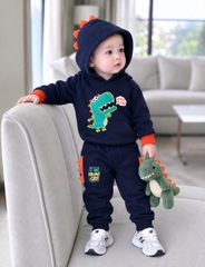 BT068- Bộ nỉ bông mềm KL vây xanh than mũ 2 lớp minibebe