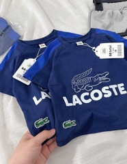 BT269-Bộ LACOSTE xanh ghi logo thêu bé trai ( áo cotton mix quàn nỉ)