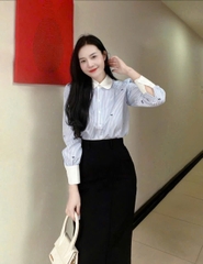 🌸 A233-SƠ MI GU CỔ SEN KẺ NƠ PHỐI TAY DÀI 🌷