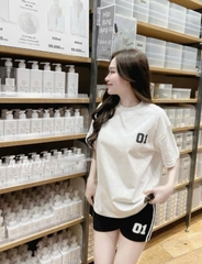 Set872-Set áo thun trắng 01 phối quần short đen