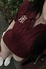 A547- Áo len thừng chữ B màu đỏ rượu full tem cao cấp