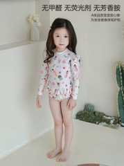 CB318- Combo 2 bộ bơi bé gái liền mảnh tài tay tông hồng